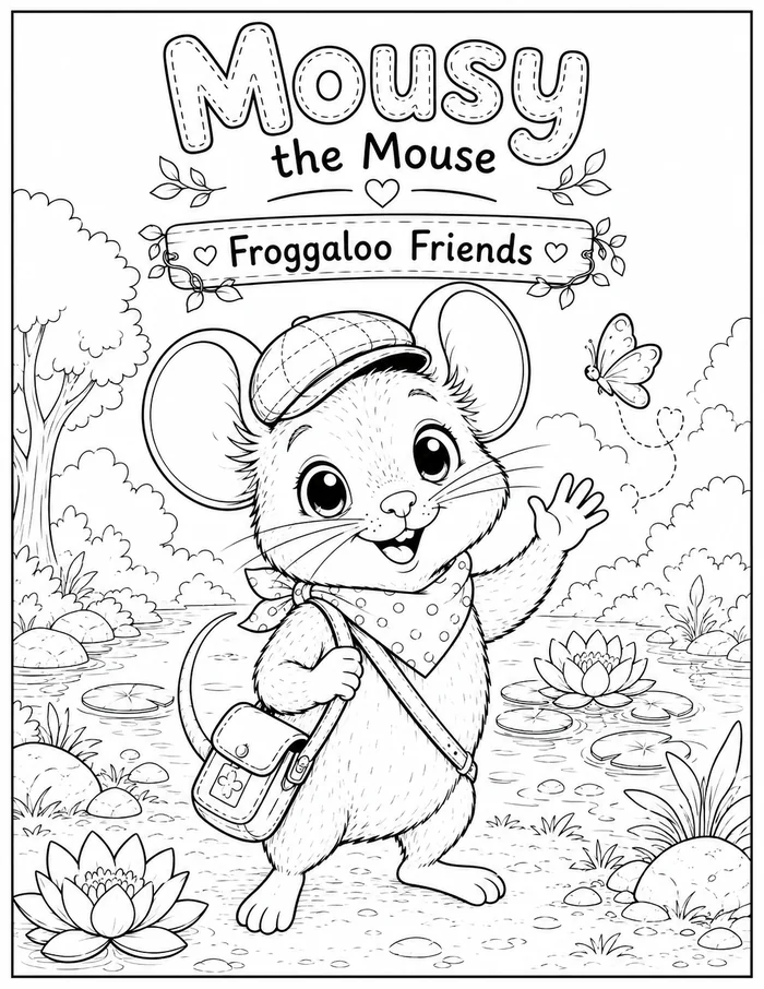Coloring page preview of Mousy the Mouse, ready to color